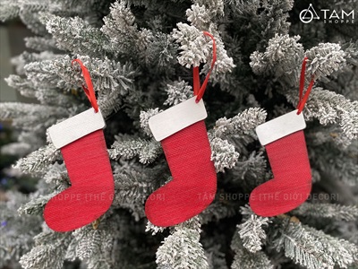 Vớ gỗ Noel treo trang trí Giáng Sinh PKT-X-06